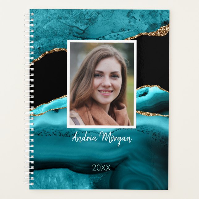 DIY-Foto/Name/Jahr/Aquamariner Schwarzer Goldgräbe Planer (Vorderseite)