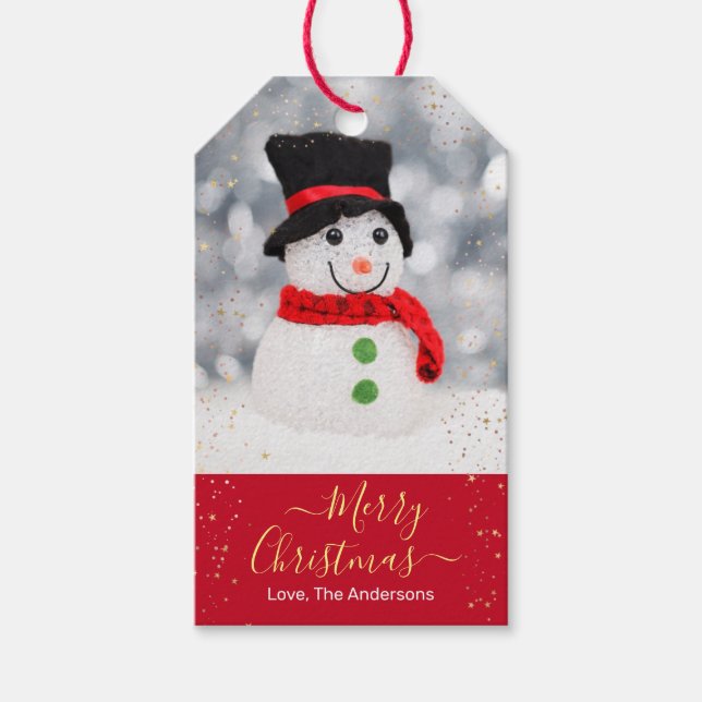 DIY Frohe Weihnachten, Name, Kleiner Schneemann, G Geschenkanhänger (Vorderseite)