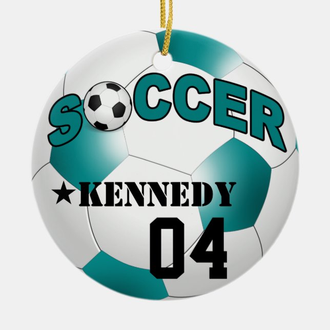 DIY Fußball WÄHLEN IHRE HINTERGRUND-FARBE Keramikornament (Vorne)