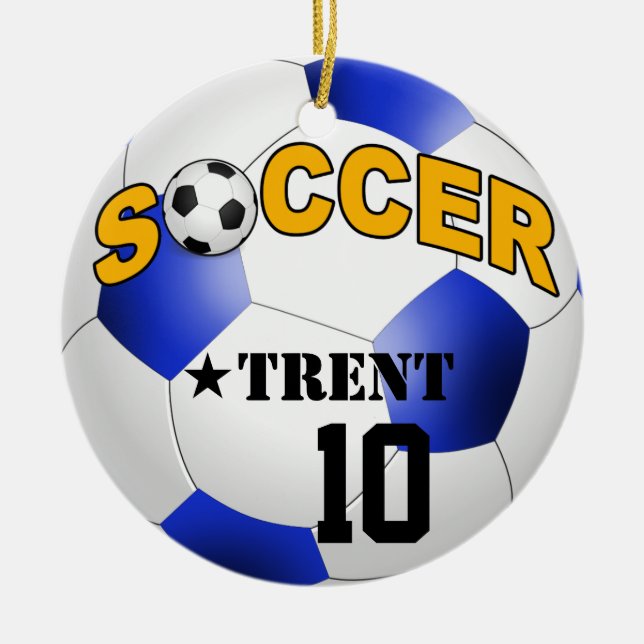 DIY Fußball WÄHLEN IHRE HINTERGRUND-FARBE Keramikornament (Vorne)