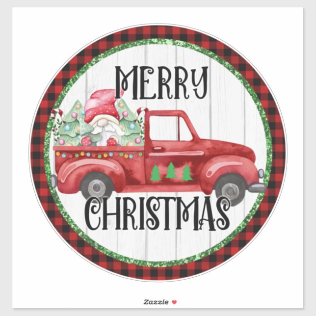 DIY Gnome Christmas Red Truck Aufkleber (Blatt)