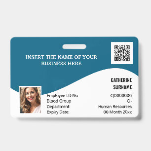 DIY ID card blue white modern Foto logo Template Ausweis