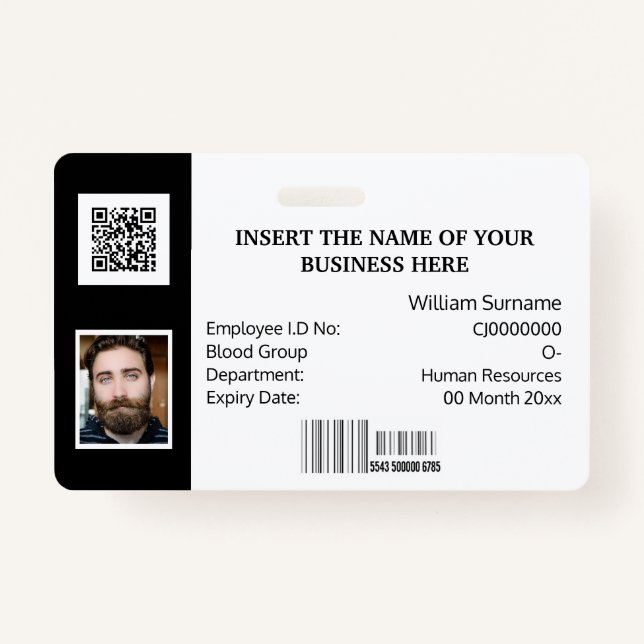 DIY ID card Classic Foto Logo Schwarz-weiß Ausweis (Vorderseite)