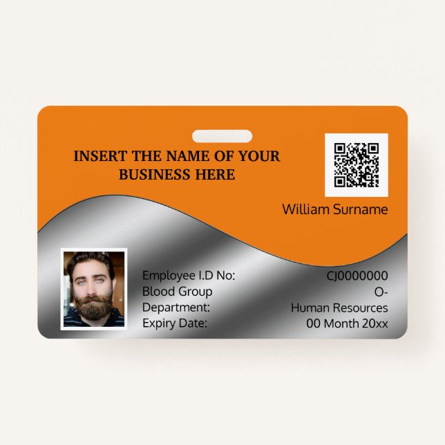 DIY ID card Imitate Silber-Orange-Logo-Vorlage für Ausweis (Vorderseite)