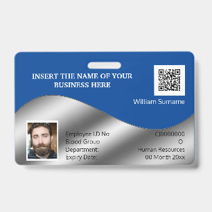 DIY-ID-Karte Faux-Silberblau   Foto-Logovorlage Ausweis