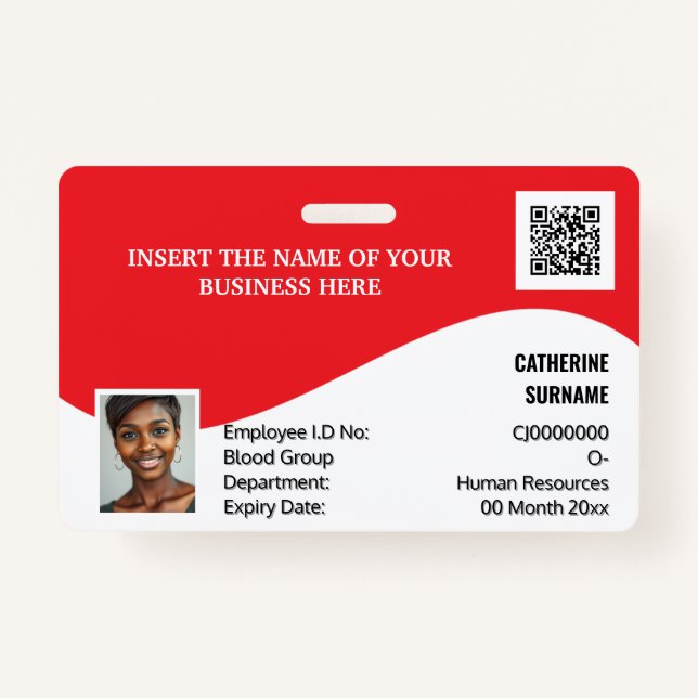 DIY-ID-Karte rot, modernes Foto-Logo Ausweis (Vorderseite)