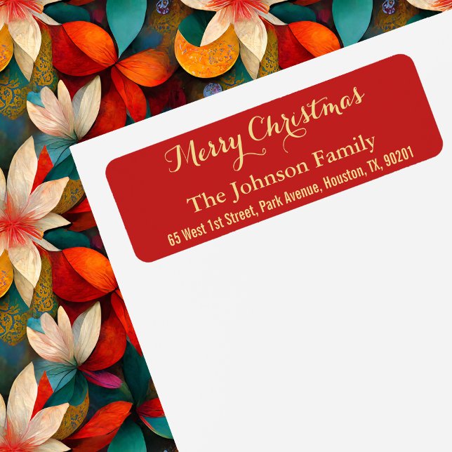 DIY Imitate Gold Red Frohe Weihnachtsfeier Rücksen (DIY Faux Gold Red Merry Christmas Return Address Label)
