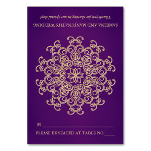 DIY lila Goldindischer Zelt-Art-Sitzplatz-Platz Tischnummer