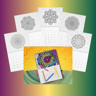 DIY-Mandala-Färbungs-Outline-Kunst -  Kalender