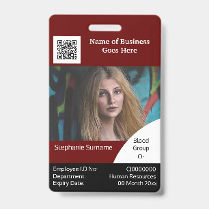 DIY-Mitarbeiter-ID-Karte Burgunderrot schwarz weiß Ausweis