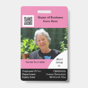 DIY Mitarbeiter-ID-Karte rosa schwarz weiß Vorlage Ausweis