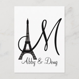 DIY Monogram Eiffelturm Postkarte
