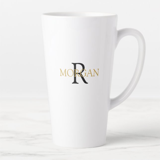 DIY Monogram & Name, einfaches Design, Schwarz & G Milchtasse (Rechts)