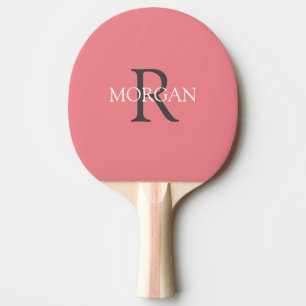 DIY Monogram & Name, Grau & Weiß Text, Koralle Tischtennis Schläger
