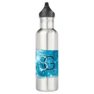 DIY Monogram Wh&Blk, Stardust Brush Stroke Edelstahlflasche