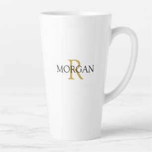 DIY-Monogramm & Name, einfaches Design, Gold & Sch Milchtasse