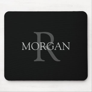 DIY-Monogramm & Name, Klassisch Schwarz mit grauem Mousepad