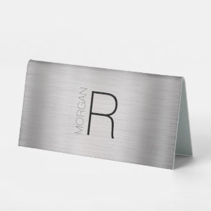 DIY Monogramm und Name, schwarz/grau, gebürstetes  Tischaufsteller