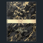 DIY Name & Monogram, Gold Bar, Black & Gold Marble Notizblock<br><div class="desc">Personalize your name in pale yellow script and gold monogram on Gold Bar on Black and Gold Marble. Click “Customize” to change colors and type styles.</div>