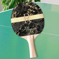 DIY Name & Monogram, Gold Bar, Black & Gold Marmor