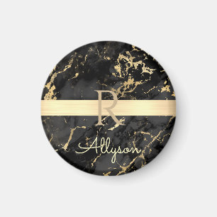DIY Name & Monogramm, Goldbarren, Schwarz & Goldma Magnet