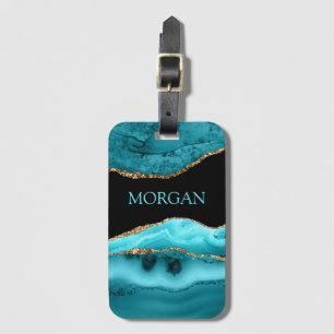 DIY Name, Schwarz, Gold & Teal Achat Gepäckanhänger