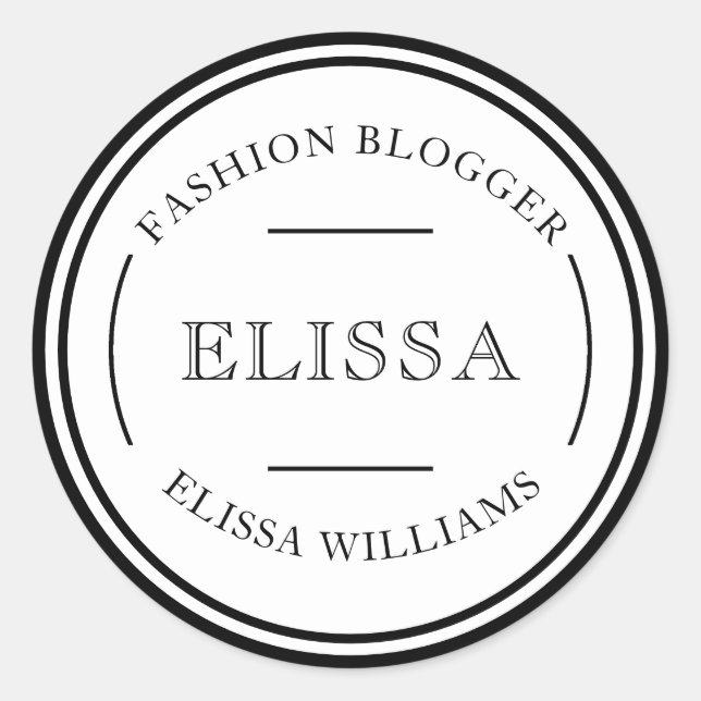 DIY PERSONAL- ODER BUSINESS-LOGO-DESIGN RUNDER AUFKLEBER (Vorderseite)