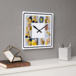 DIY Personalisiert 12 Vorlage für die FotoCollage Quadratische Wanduhr