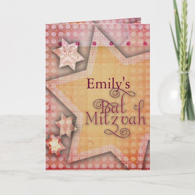 DIY Polka Dot farbenfrohe Bat Mitzvah Design Karte (Vorderseite)