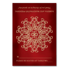 DIY Red Gold Indischer Zelt Style Sitzplatz Tischnummer