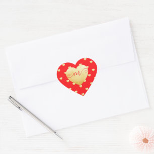 DIY Red Mit Monogramm Golden Herz-Aufkleber