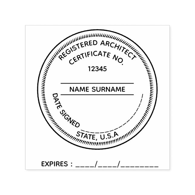DIY Registered Architect LLC Ablaufdatum CUSTOM Permastempel (Design)