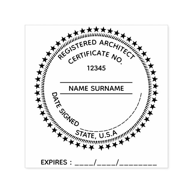 DIY Registered Beruflich Engineer Round-Sterne Permastempel (Design)