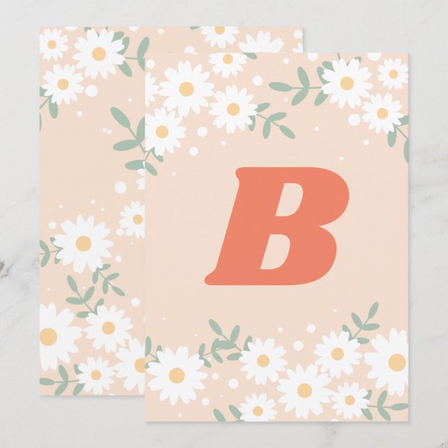 DIY Retro Daisy Letter Number Bunting Einladung (Vorne/Hinten)