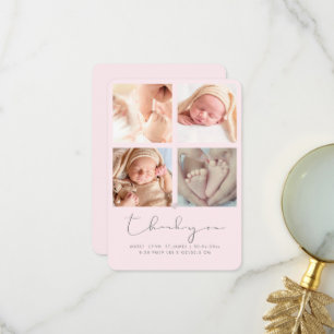 DIY-Rosé-farbene Babyparty-Dankeschön-Fotos-Ankünd Dankeskarte
