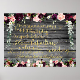 DIY Rustic Extravagant Gold Swashed Script Ankündi Poster