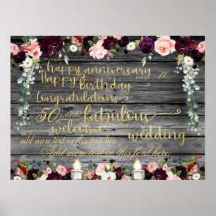 DIY Rustic Extravagant Gold Swashed Script Ankündi Poster