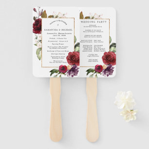 DIY Rustic Red Floral Wedding Program Fächer
