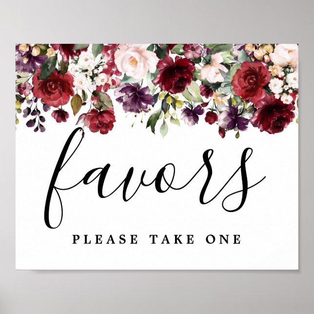 DIY Rustic Red Pink Floral Gastgeschenk Hochzeit U Poster (Vorne)