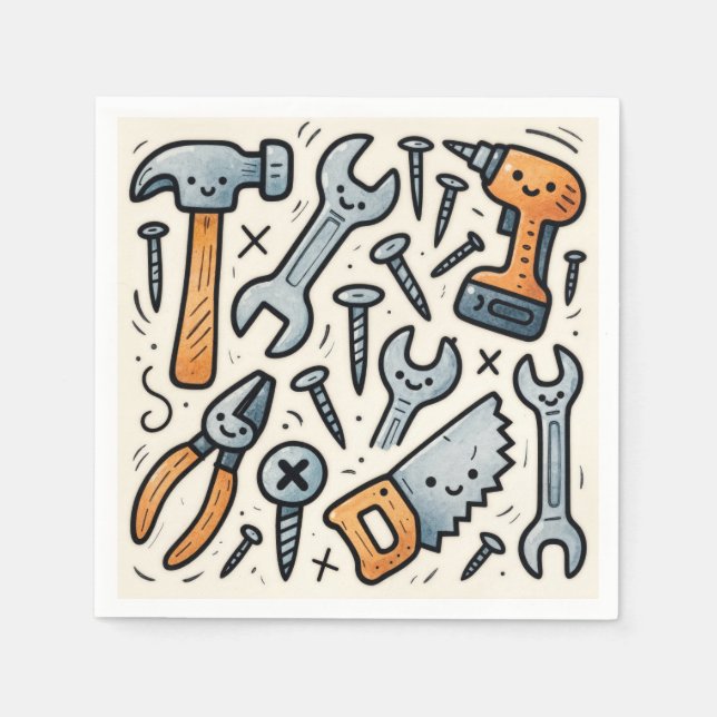 DIY-Tools-Doodle-Cartoon Serviette (Vorderseite)