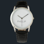 DIY Watch | Individuelle Name, Farbe, Text Armbanduhr<br><div class="desc">Bist du ein Mensch? Jetzt können Sie Ihre eigene personalisierte Armbanduhr mit unseren einfach zu bedienenden DIY-Vorlagen erstellen. Einen Namen hinzufügen. Initiale. Ein Monogramm. Ein Foto. Ein Logo oder ein anderes Bild. Diese Uhr ist in Weiß mit schwarzem Text dargestellt, aber Sie können auch Ihre eigene Hintergrundfarbe wählen. Also, los,...</div>
