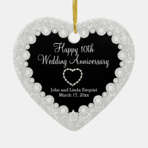DIY Wedding Jubiläum in White Imitats Glitzer Keramik Ornament