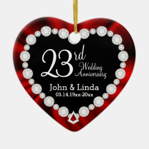 DIY Wedding Jubiläum   Red Satin & Diamonds Keramik Ornament