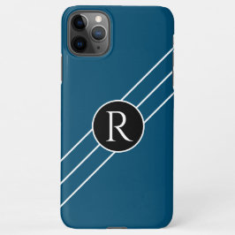 DIY White Monogram Circle Lines Ocean Blue & Black iPhone 11Pro Max Hülle