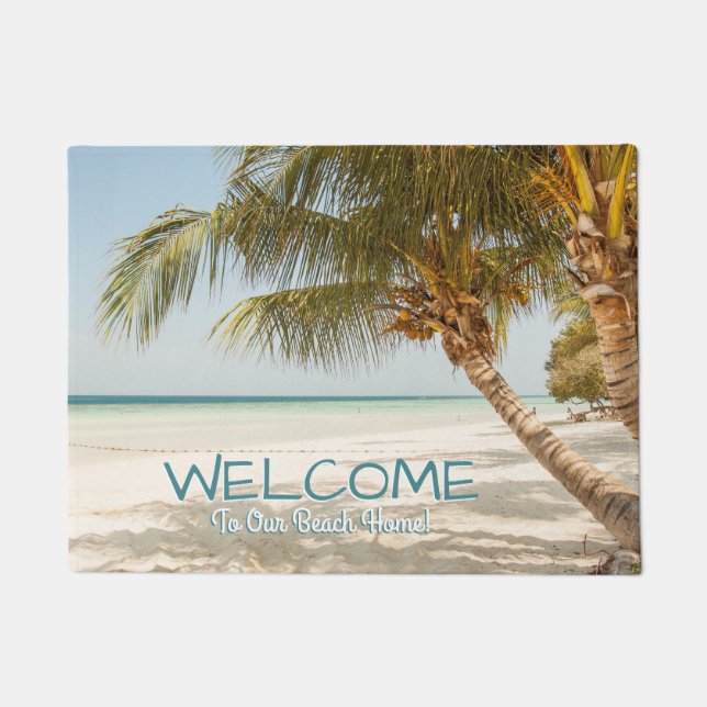 DIY Willkommen bei Beach Zuhause oder Name, Aquama Fußmatte (Vorderseite)