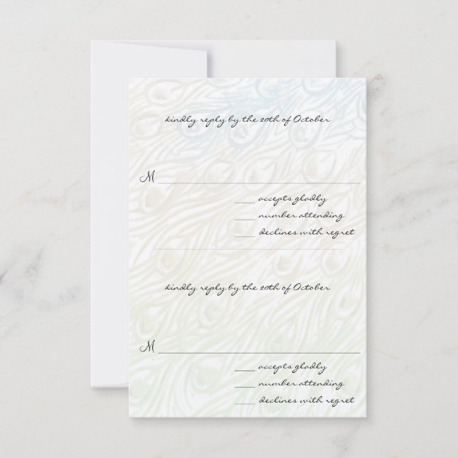 DIY You Cut & Score Peacock Feather Wedding RSVP Karte (Vorderseite)