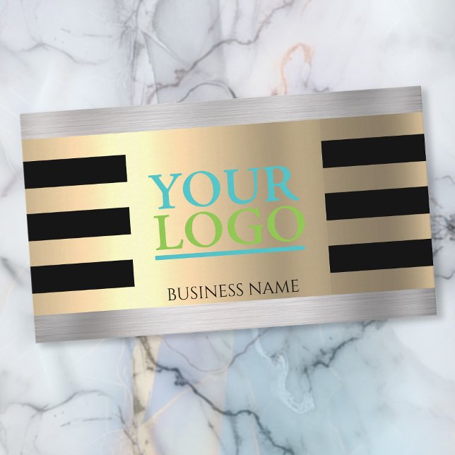 DIY Your Logo Yel Gold gebürstete Silber Blk. Stre Visitenkarte (Von Creator hochgeladen)