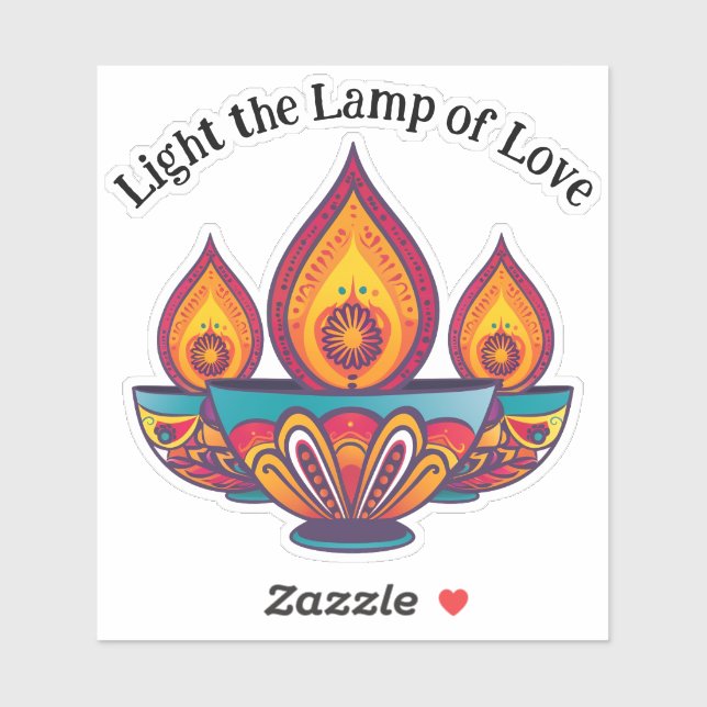 Diya-Lampe: Licht der Lampe der Liebe Aufkleber (Blatt)