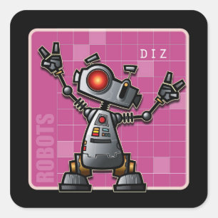 Diz the Robot Quadratischer Aufkleber