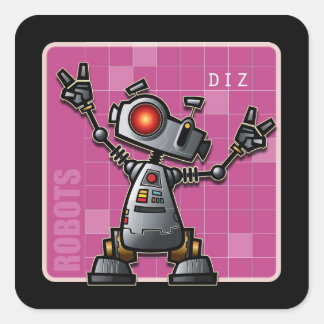 Diz the Robot Quadratischer Aufkleber